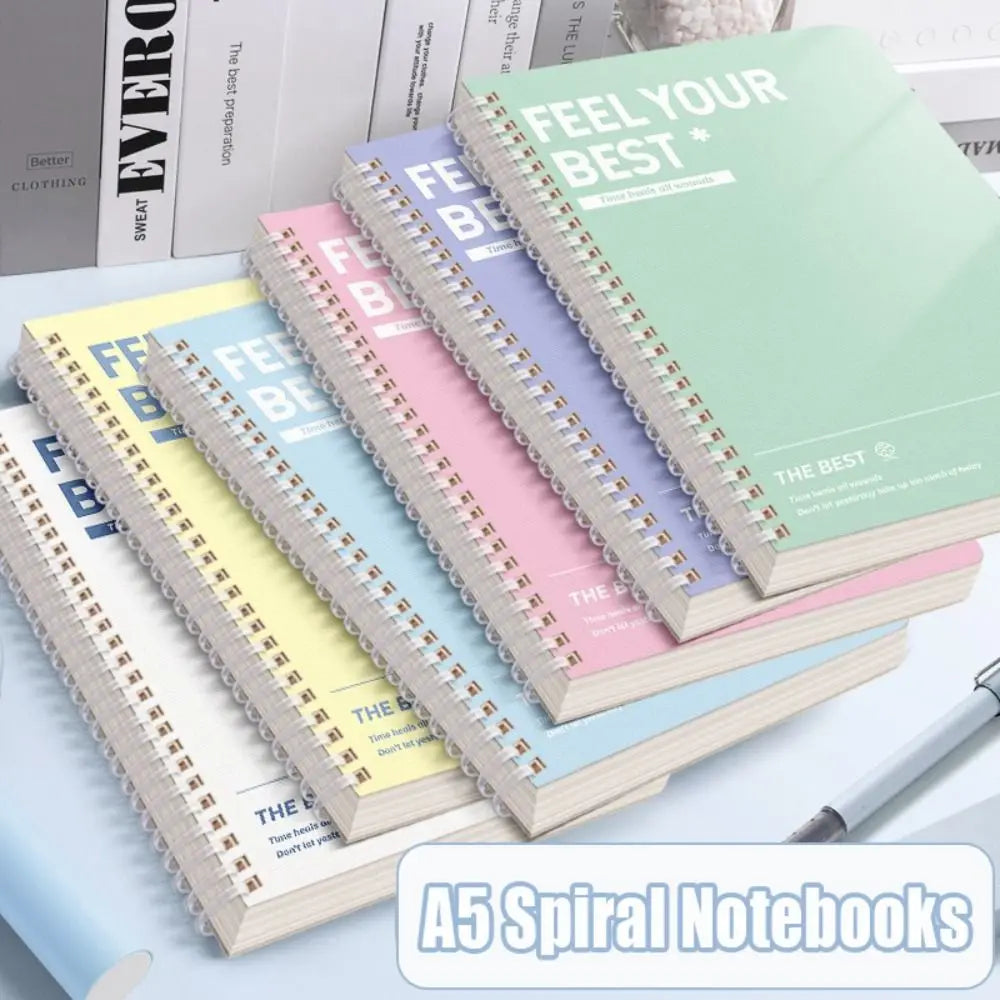 60Sheets/Book A5 Spiral Notebooks Perforated Pages Color Notepad Horizontal Line Inner Pages Diary Book Students