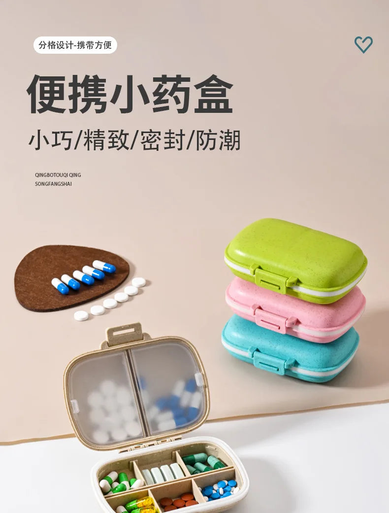 Snoopys Mini Portable Pills Organizer Case 8 Grids PillBox Tablet Storage Container Travel Weekly Medicine Pill's Box Pill Case