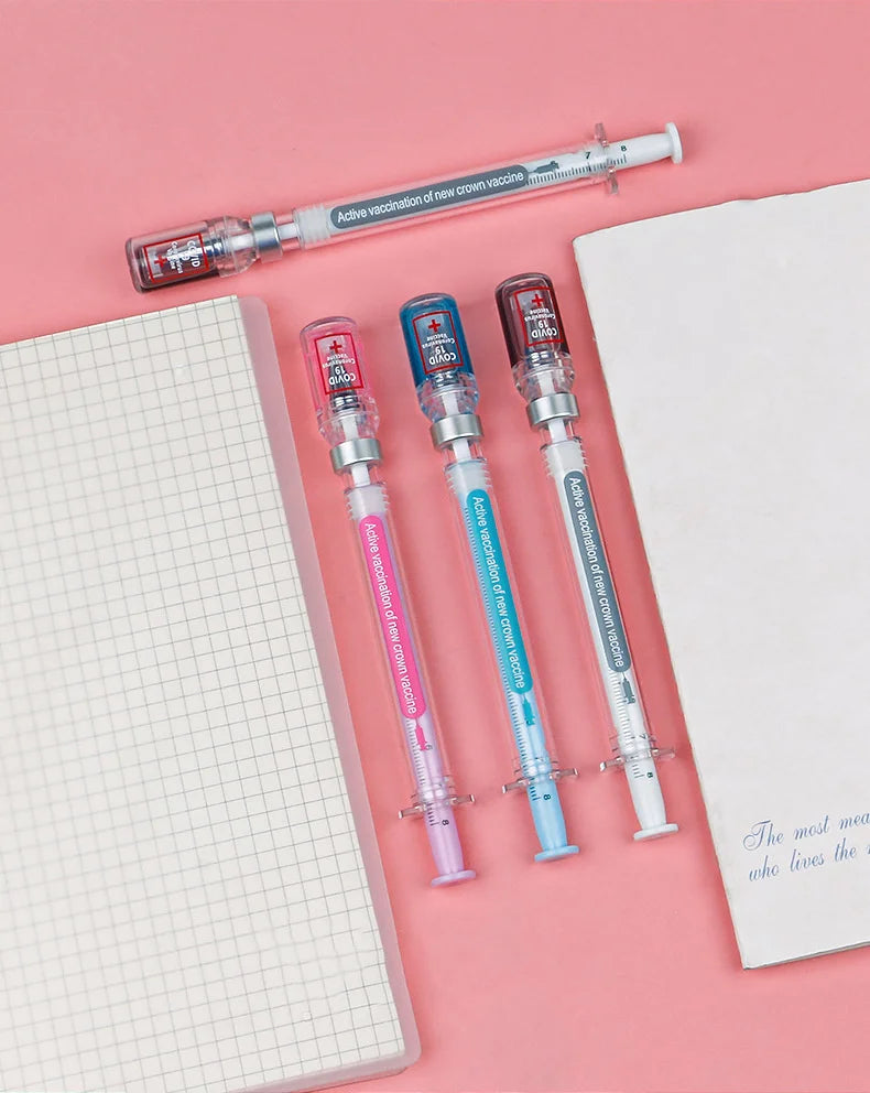 3 pcs/set,1-3-5 set Creative Novelty Syringe Peculiar Shape Stationery 0.5 MM Cute Gel Pen