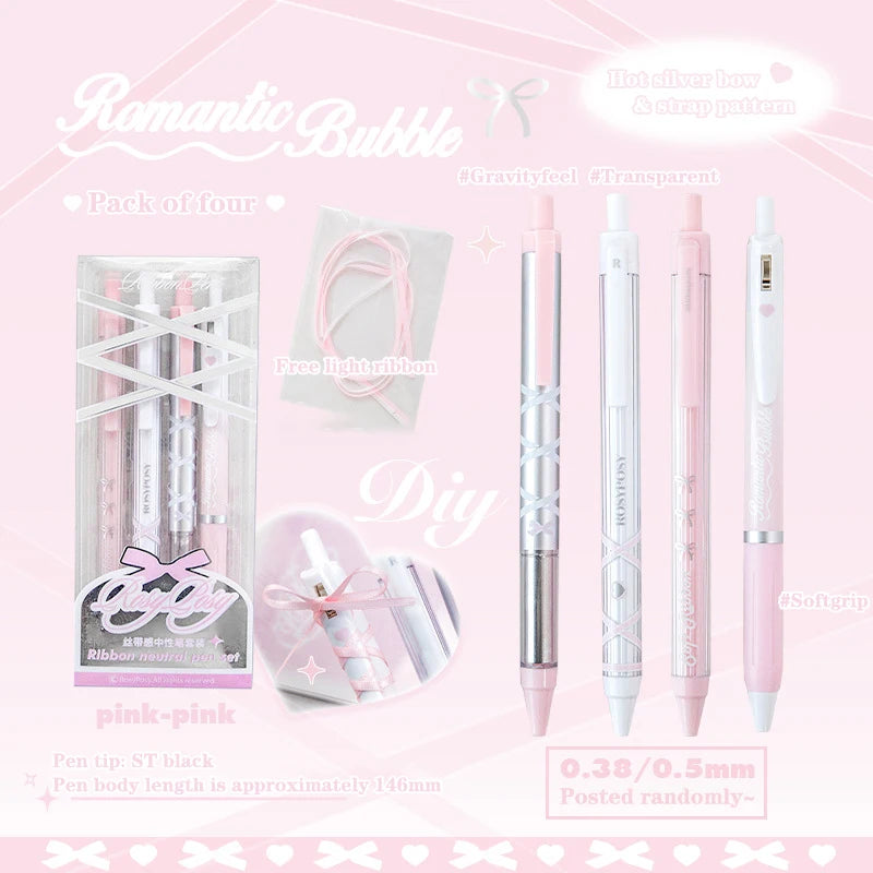 4Pcs Fashion Ballet Series Stationery Pen Quick Drying Gel Pens Writing Pen Student Press the Neutral Pen Aesthetic Stationery
