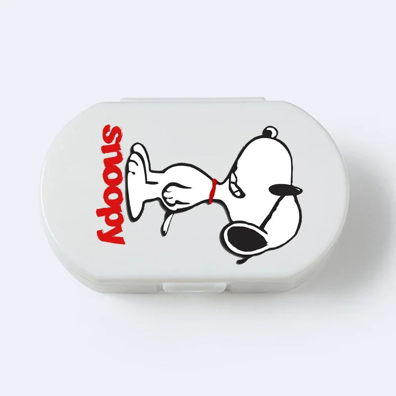 Portable Snoopys Mini Pill Box Kawaii Travel Anime Three-compartment Transparent Plastic Medicines Storage Case Container Gifts
