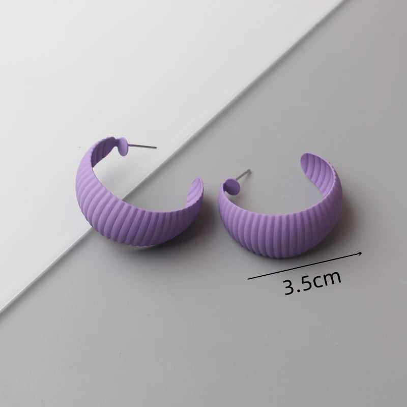 Sweet Purple Flower Butterfly Geometric Drop Earrings for Women Daisy Heart C-Shaped Round Sqaure Brincos Sweet Wedding Jewelry