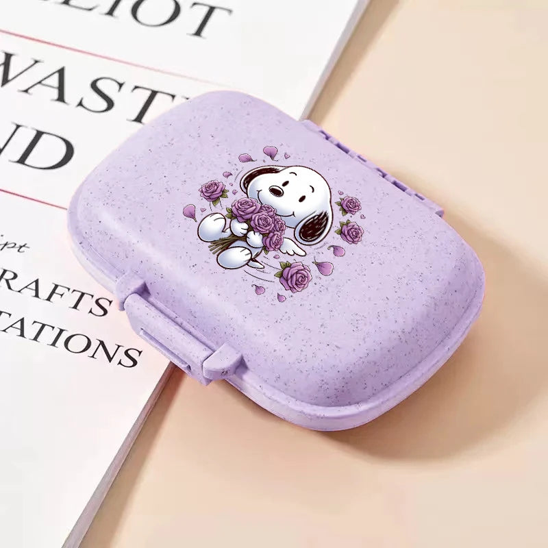 Snoopys Mini Portable Pills Organizer Case 8 Grids PillBox Tablet Storage Container Travel Weekly Medicine Pill's Box Pill Case