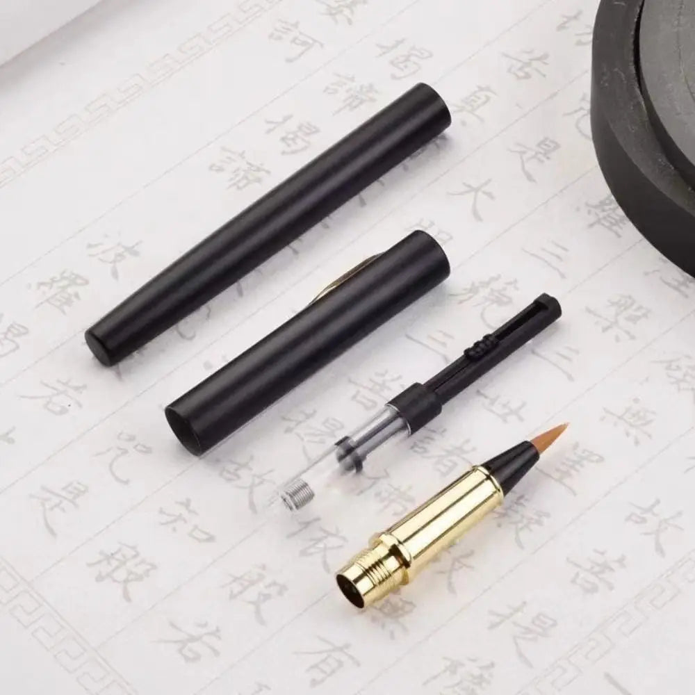 3 PCS Durable Fountain Pen Type Calligraphy Brushes Soft Hair Business Calligraphy Pen Writing Metal Practice Brush School