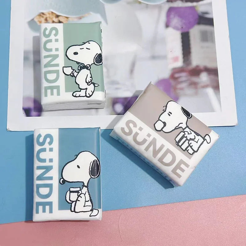 9pcs Kawaii Snoopy Handkerchief Paper Student Cartoon Printed Portable Girls Mini Pocket Tissue Toilet Papers Soft Napkin Gifts