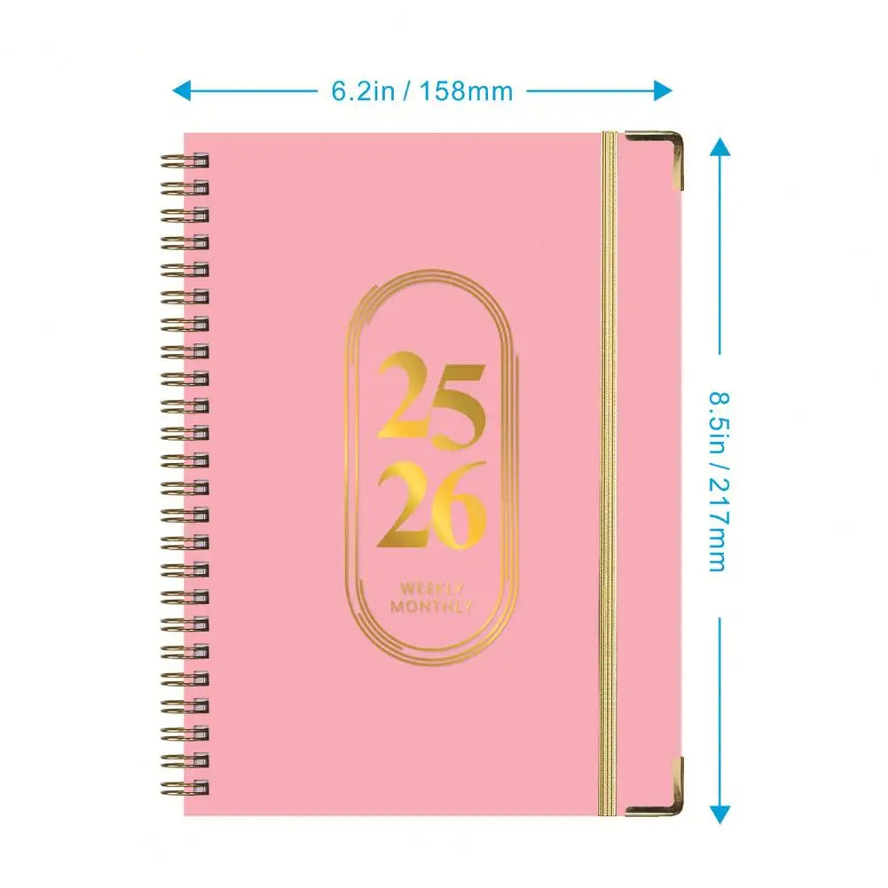 Planner Notebook 2025 End-of-life Arrangements Organizer 2025-2026 Planner Spiral Agenda Book with Stickers Elastic for Office