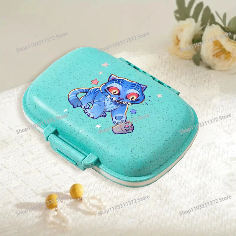 Move K-Pop Demon Hunters 8 Grid Compartment Pill Storage Box Fashion Printed Portable Travel Home Vitamin Container Cartoon Gift