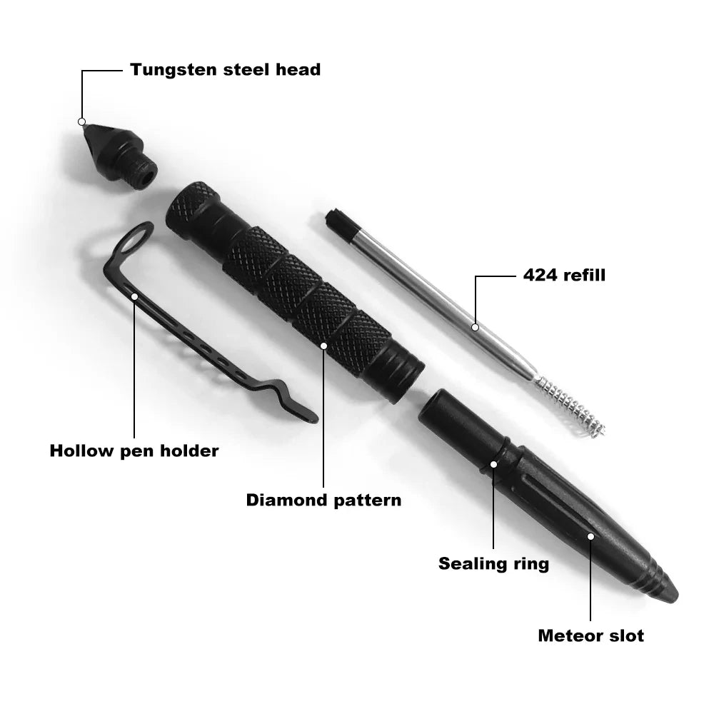 Outdoor Self-defense Tactical Defense Pen EDC Multi-function Special Combat Pen Window Breaking Survival pen