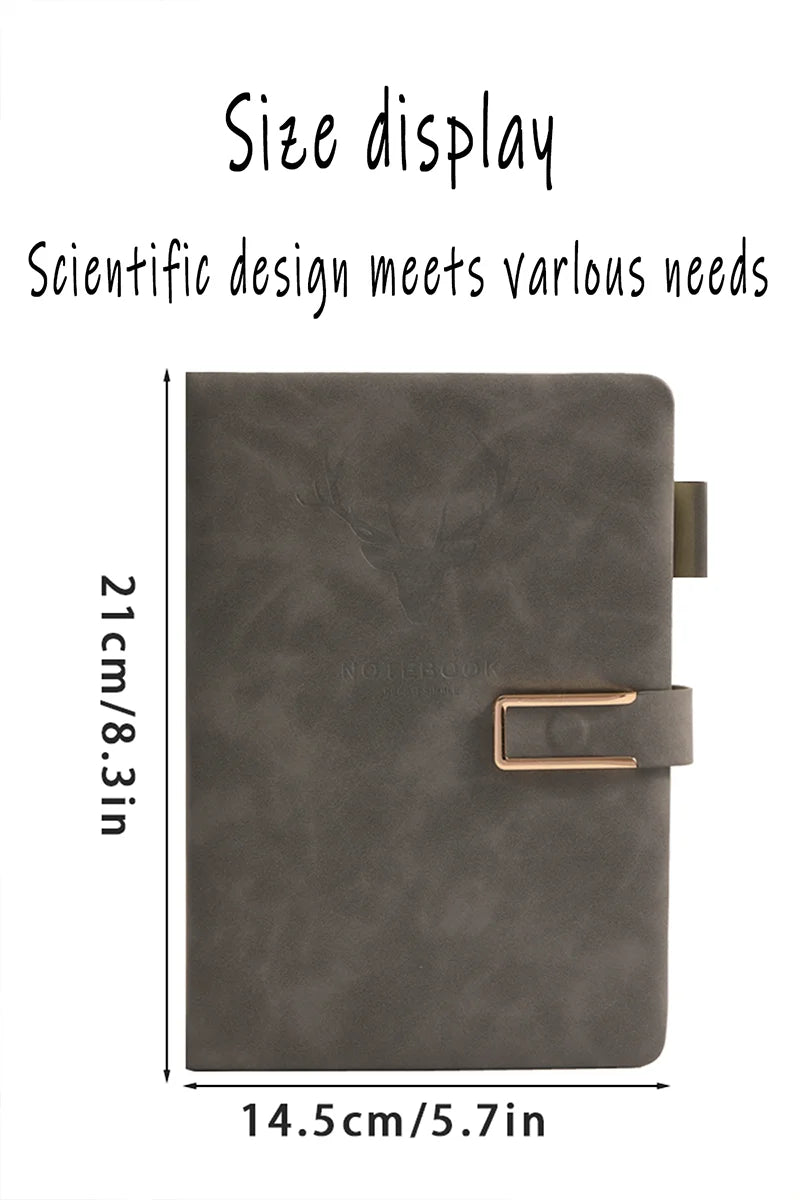 200pages A5 Leather Notebook with Leather Notebook Cover, Personalized Soft Cover and Bookmark, Perfect for Business, Meeting