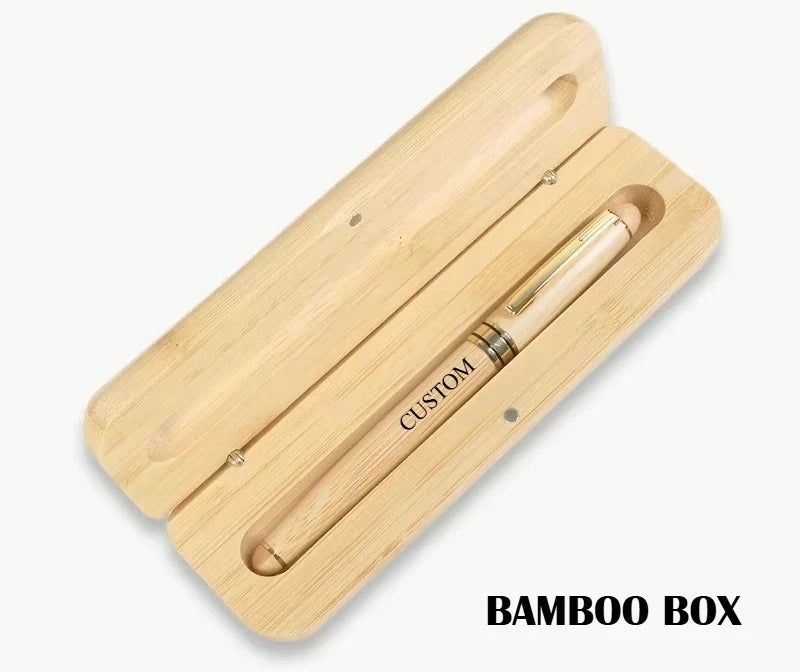 Custom Wood Ballpoint Pen Laser Engrave LOGO Text Personalized Sign Pen for Family Company Friend Gift Box Available