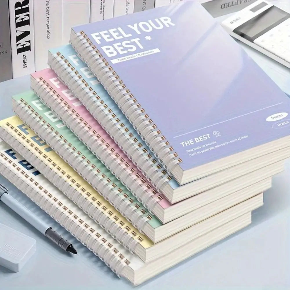 60Sheets/Book A5 Spiral Notebooks Perforated Pages Color Notepad Horizontal Line Inner Pages Diary Book Students