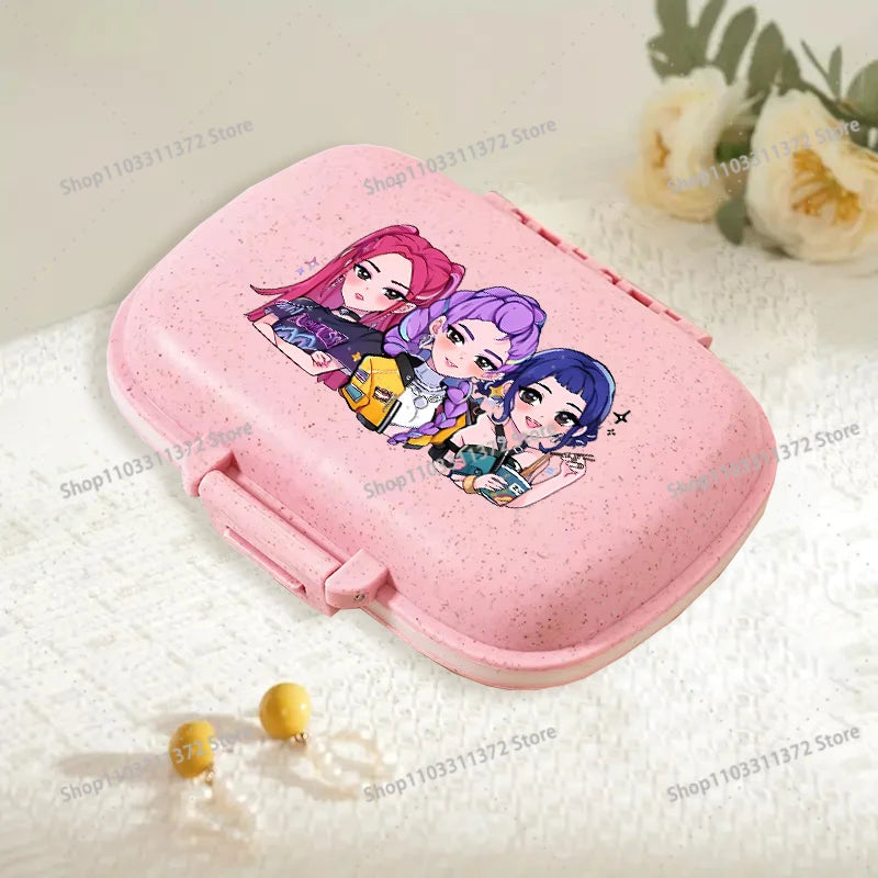 Move K-Pop Demon Hunters 8 Grid Compartment Pill Storage Box Fashion Printed Portable Travel Home Vitamin Container Cartoon Gift