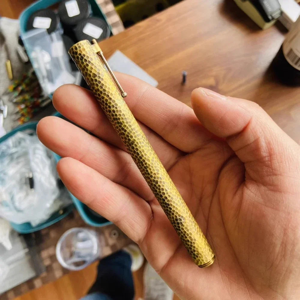 Benovel Hand carved brass hammer patterned fountain pen Retro writing ink pen F nib school office business supplies gift pens