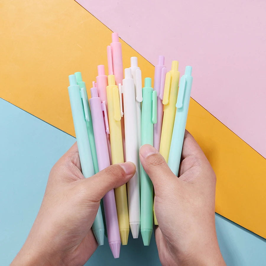 12 Pcs Ballpoint Pens, Writing Pens, Pastel Retractable Pretty Journaling Pens, Black Ink Medium Point 1.0 mm Gift Pens