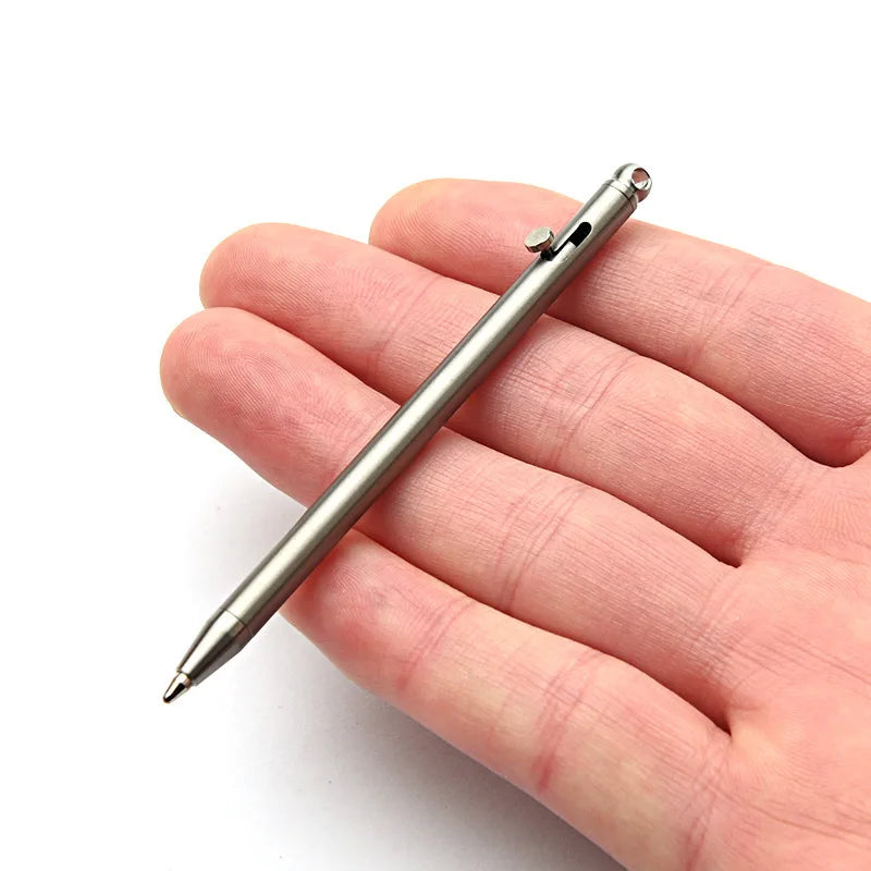 Pure Titanium Mini Compact Bolt Pen Portable Keychain Pen Portable Travel Metal Ballpoint Pen Signing Party Gifts for Guests