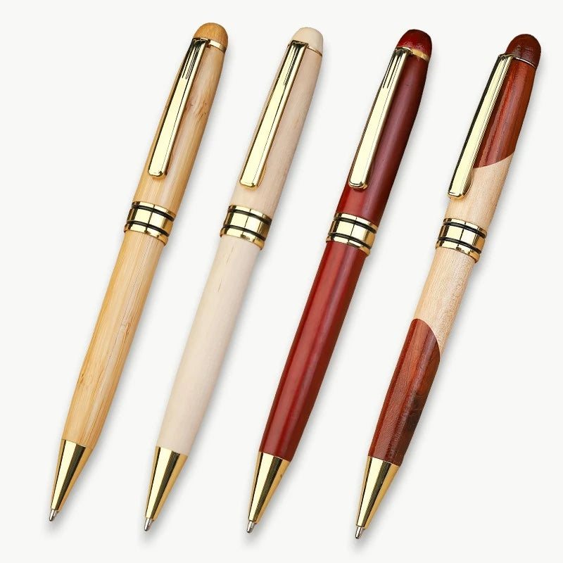 Custom Wood Ballpoint Pen Laser Engrave LOGO Text Personalized Sign Pen for Family Company Friend Gift Box Available