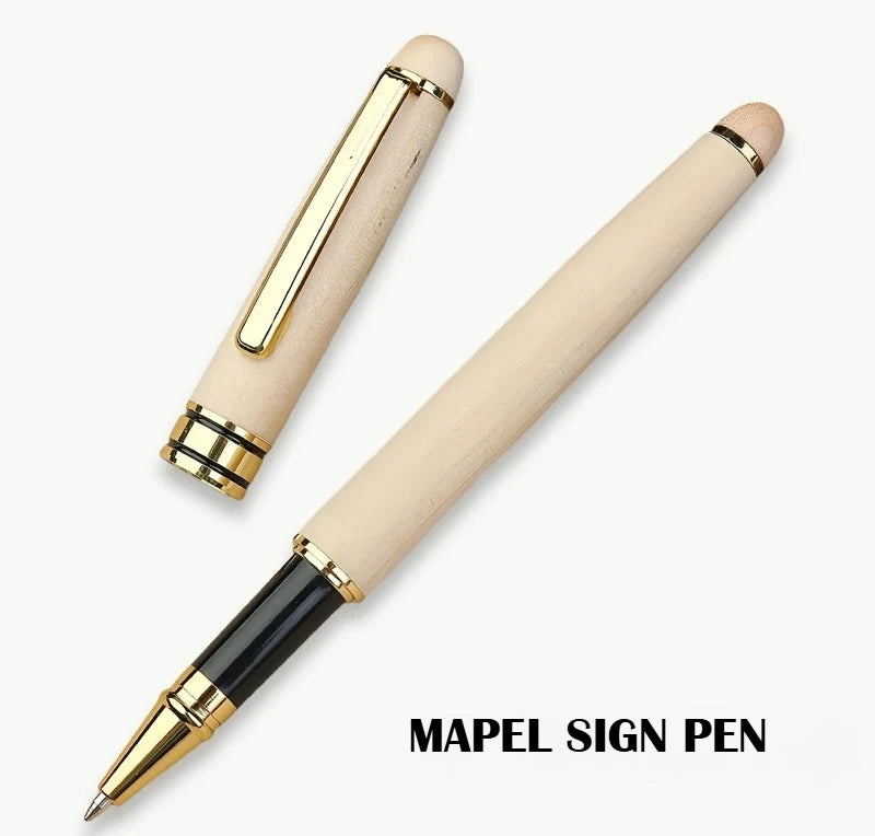 Custom Wood Ballpoint Pen Laser Engrave LOGO Text Personalized Sign Pen for Family Company Friend Gift Box Available