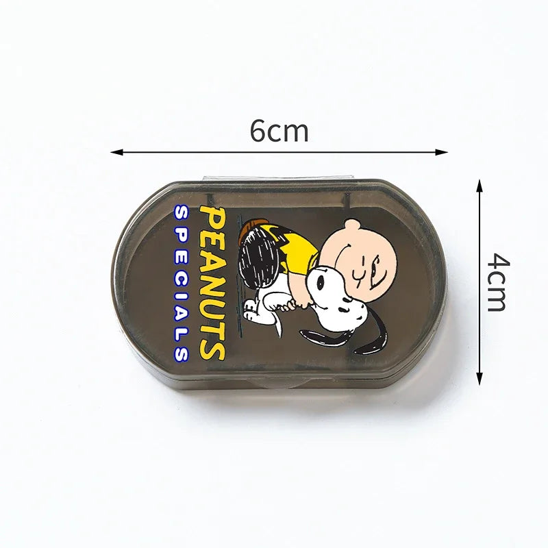 Portable Snoopys Mini Pill Box Kawaii Travel Anime Three-compartment Transparent Plastic Medicines Storage Case Container Gifts