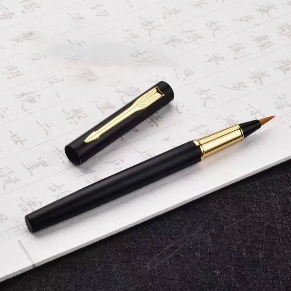 3 PCS Durable Fountain Pen Type Calligraphy Brushes Soft Hair Business Calligraphy Pen Writing Metal Practice Brush School