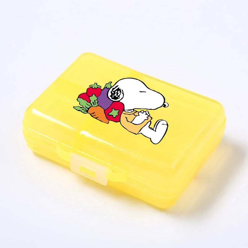 Kawaii Snoopys Anime Storage Box Pill Case Large Capacity A Week Organizer Portable Travel Outdoor Tablets Vitamins Container
