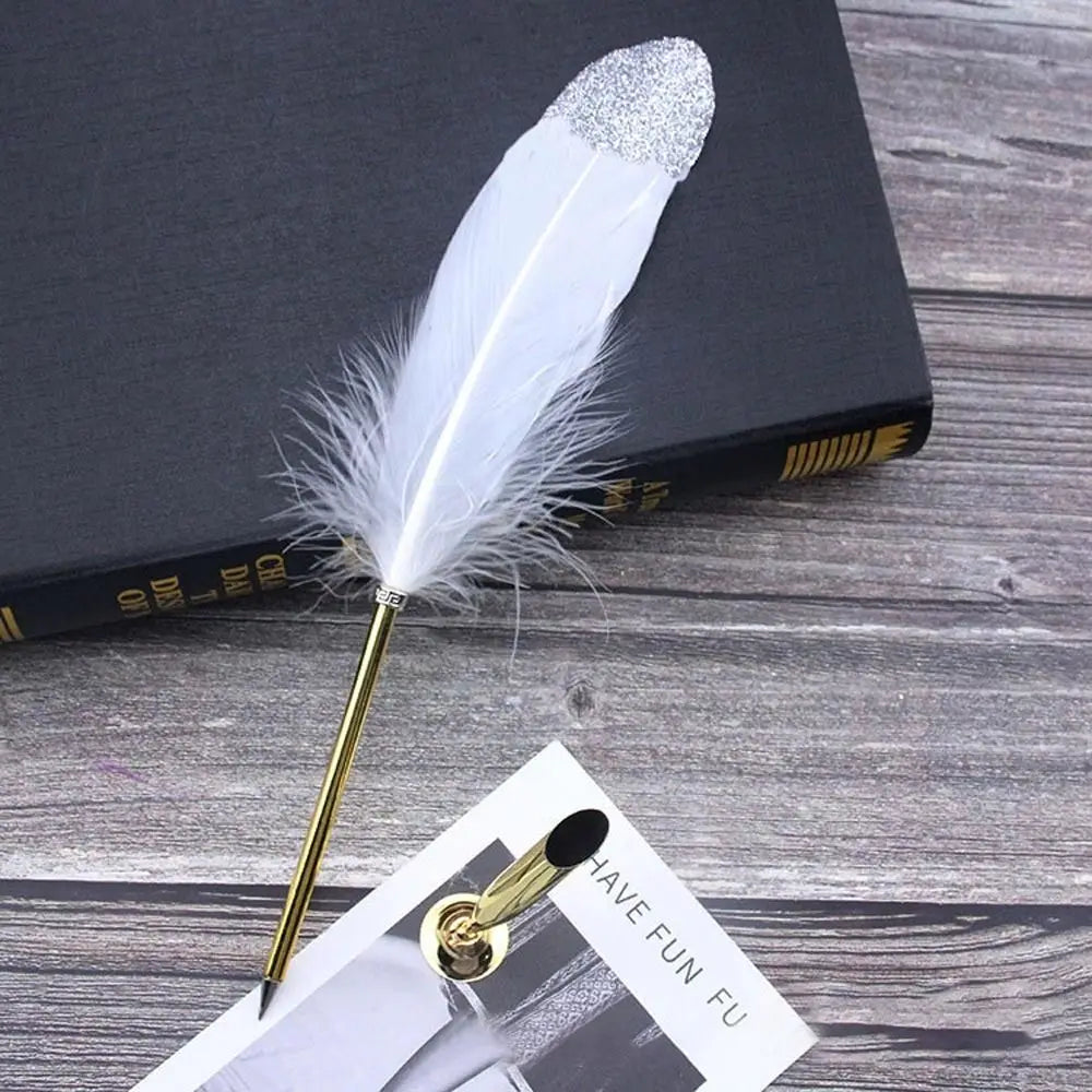 1 Set Vintage Feather Pen with 5 Pen-nib Carved Flower Nib Quill Dip Pen Oblique Pen Set Gift Writing Tools School Office Supply