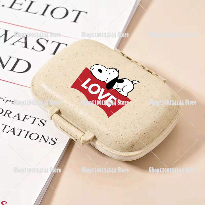 Snoopys Mini Portable Pills Organizer Case 8 Grids PillBox Tablet Storage Container Travel Weekly Medicine Pill's Box Pill Case
