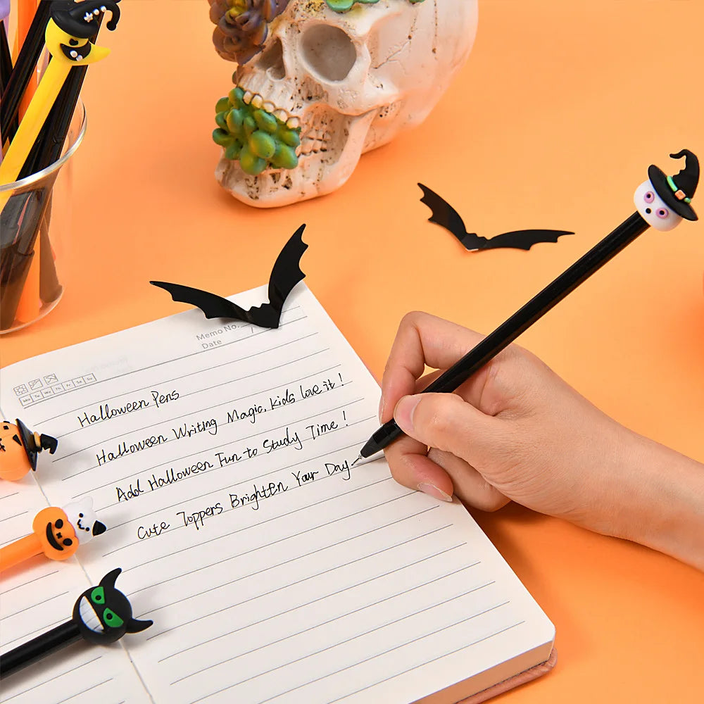 12 cute cartoon neutral pens for Halloween, with a simple pen body/pumpkin bat ghost shape, suitable for schools, offices, study