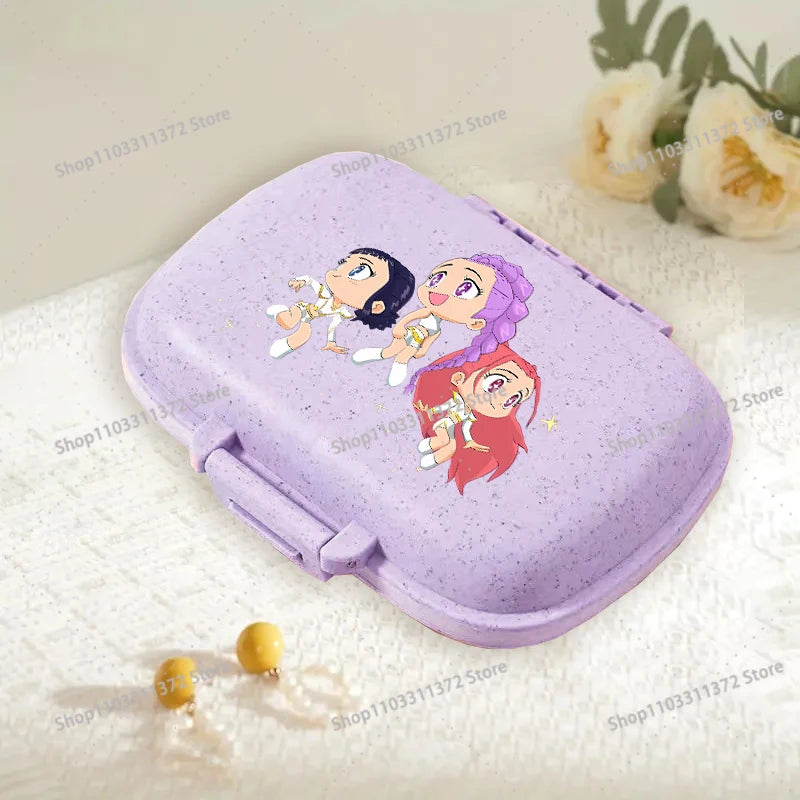 Move K-Pop Demon Hunters 8 Grid Compartment Pill Storage Box Fashion Printed Portable Travel Home Vitamin Container Cartoon Gift
