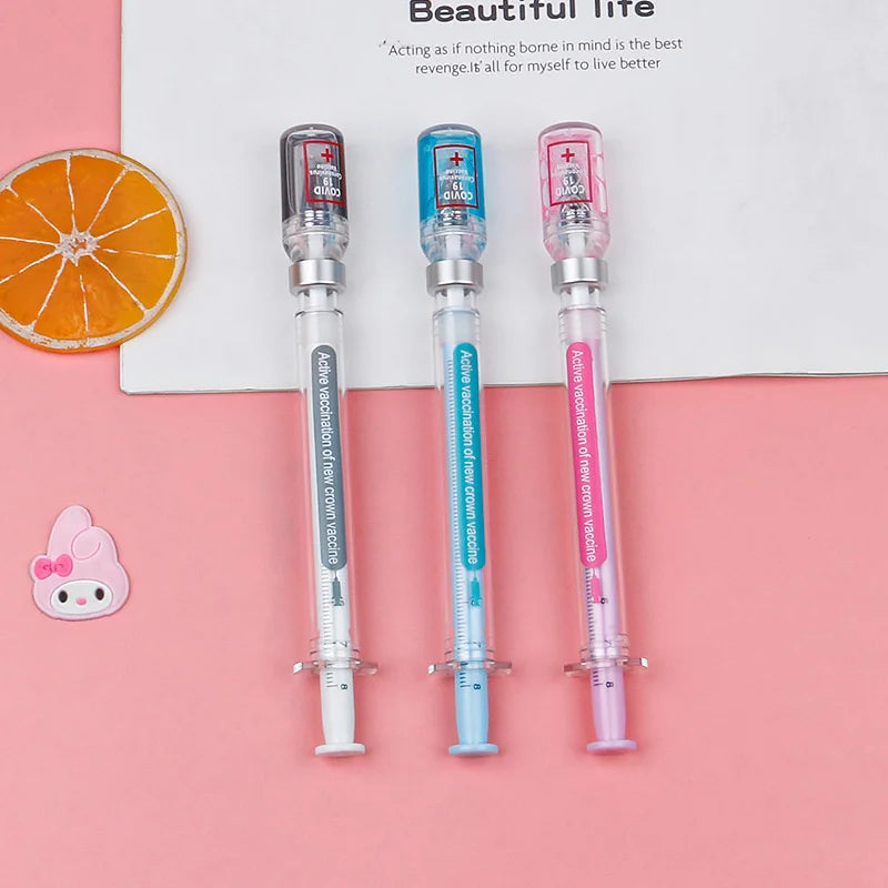 3 pcs/set,1-3-5 set Creative Novelty Syringe Peculiar Shape Stationery 0.5 MM Cute Gel Pen