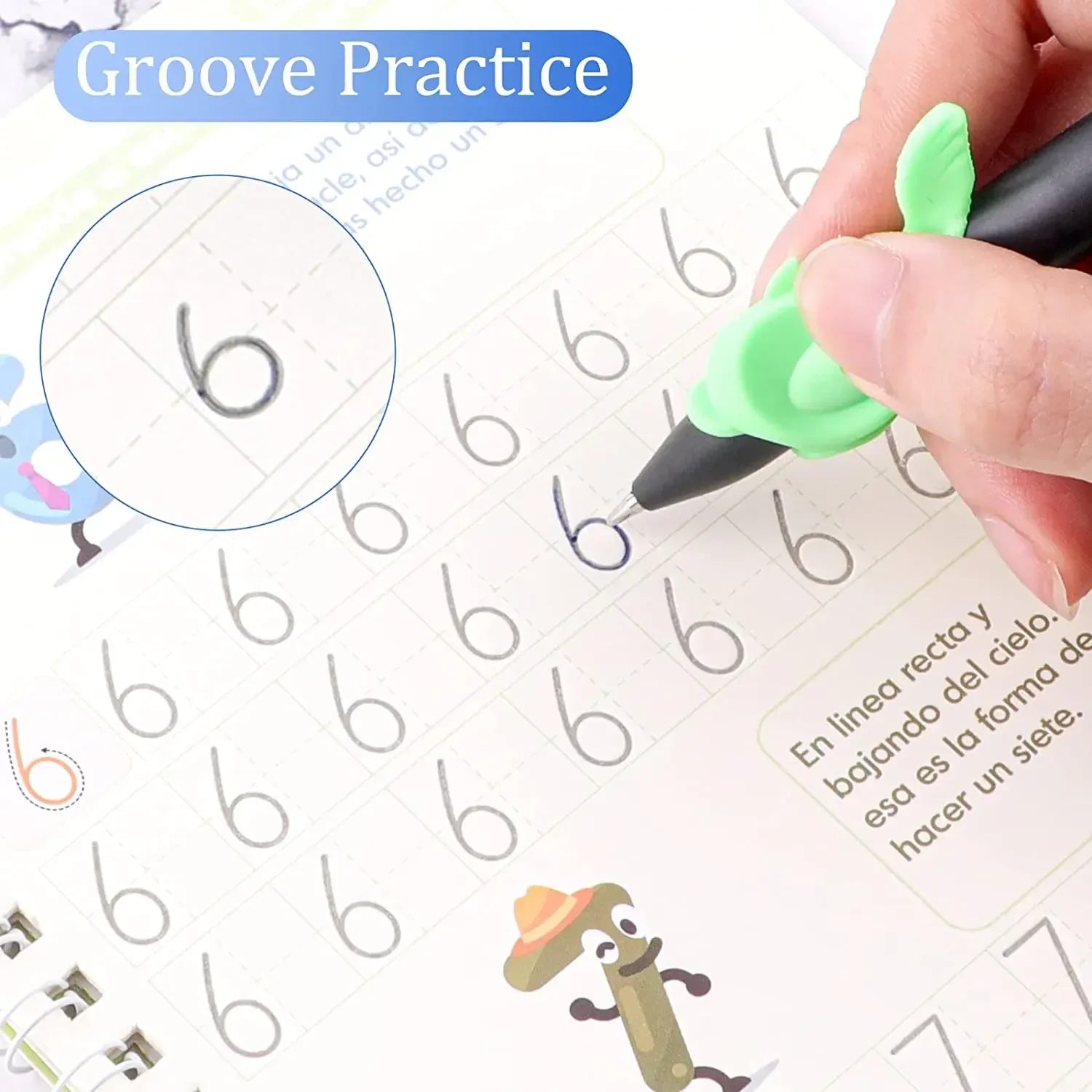 4Books Magic Writing Book in Spanish Calligraphy Notebook Montessori Kids Reusable Educational Calligraphic Letter Practice Toy