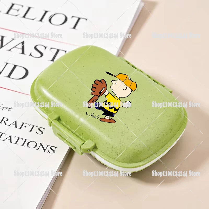 Snoopys Mini Portable Pills Organizer Case 8 Grids PillBox Tablet Storage Container Travel Weekly Medicine Pill's Box Pill Case