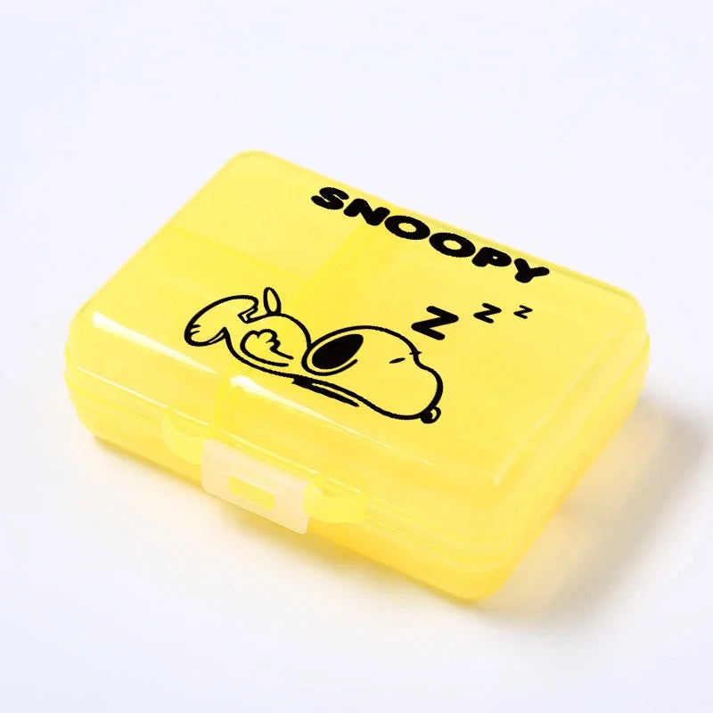 Kawaii Snoopys Anime Storage Box Pill Case Large Capacity A Week Organizer Portable Travel Outdoor Tablets Vitamins Container
