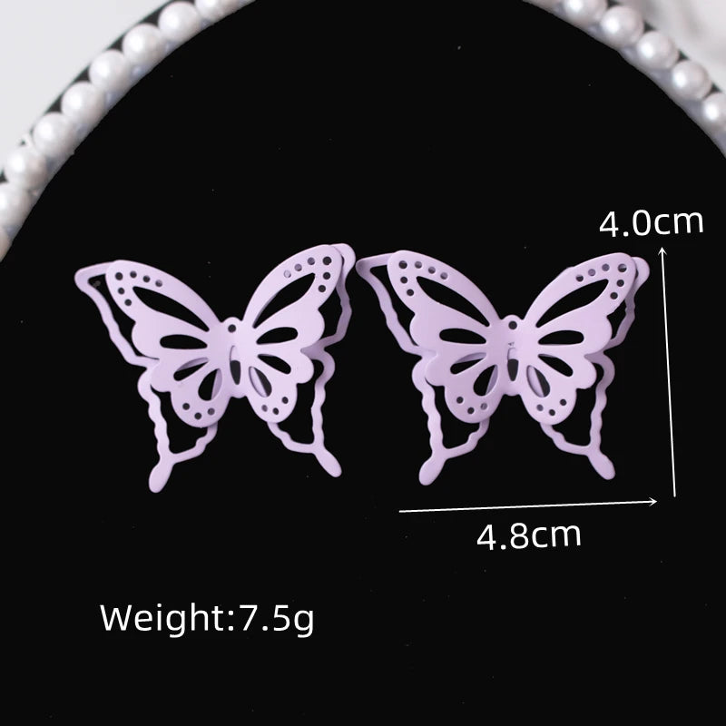 Sweet Purple Flower Butterfly Geometric Drop Earrings for Women Daisy Heart C-Shaped Round Sqaure Brincos Sweet Wedding Jewelry