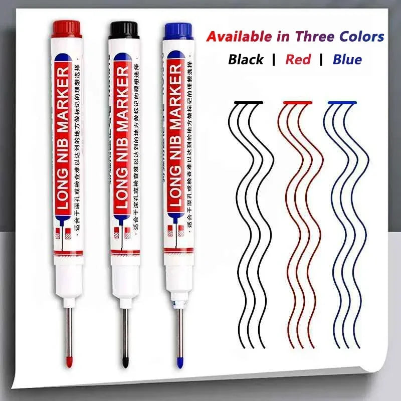 8Pcs/Set 20mm Deep Hole Long Nib Head Markers For Metal Perforating Pen Waterproof Bathroom Woodworking Decoration Multi-Purpose