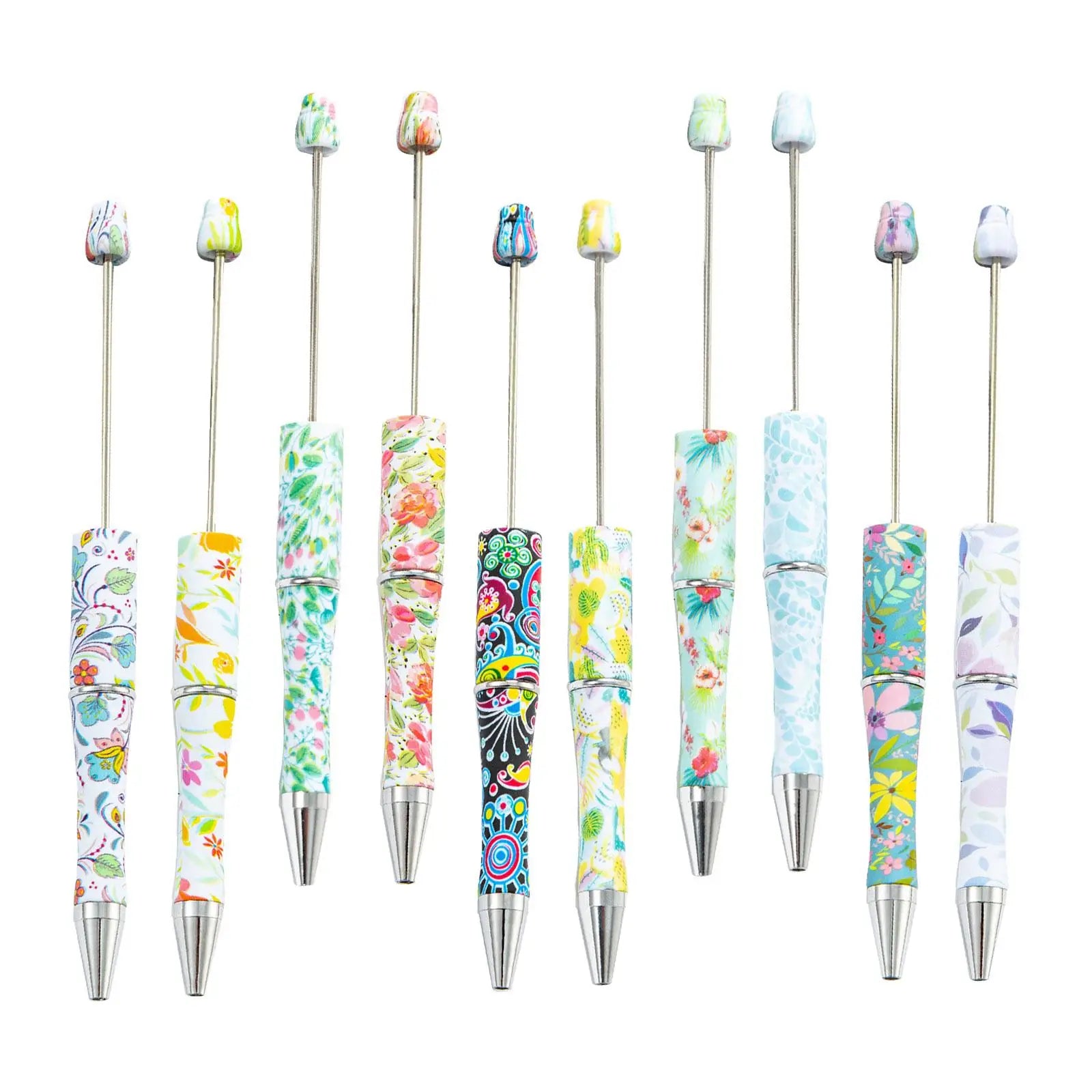 10 Pieces Beadable Pens Bead Pen Beaded Pen Beaded Ballpoint Pens for Drawing