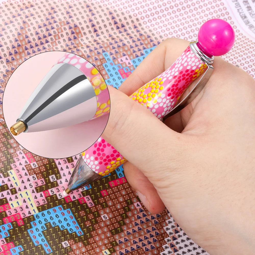 Diamond drawing tool pen, bowling ball shaped dot diamond pen, new style of diamond painting dot diamond pen