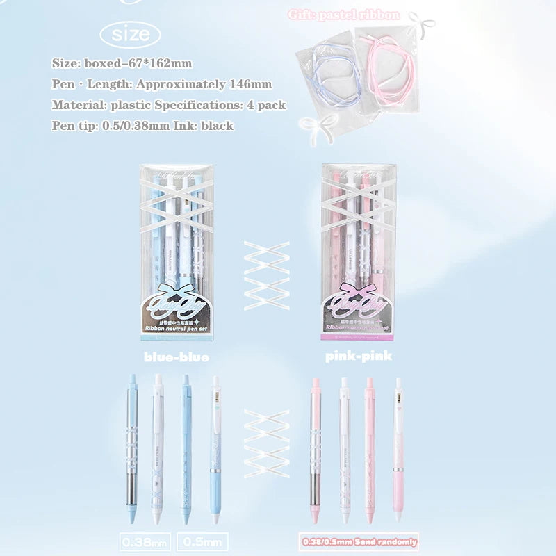 4Pcs Fashion Ballet Series Stationery Pen Quick Drying Gel Pens Writing Pen Student Press the Neutral Pen Aesthetic Stationery
