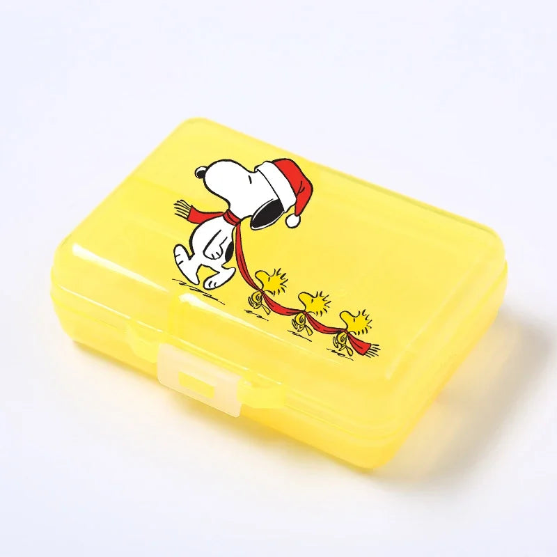Kawaii Snoopys Anime Storage Box Pill Case Large Capacity A Week Organizer Portable Travel Outdoor Tablets Vitamins Container