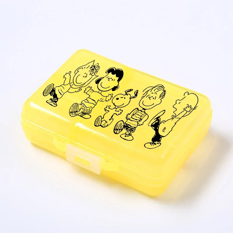 Kawaii Snoopys Anime Storage Box Pill Case Large Capacity A Week Organizer Portable Travel Outdoor Tablets Vitamins Container