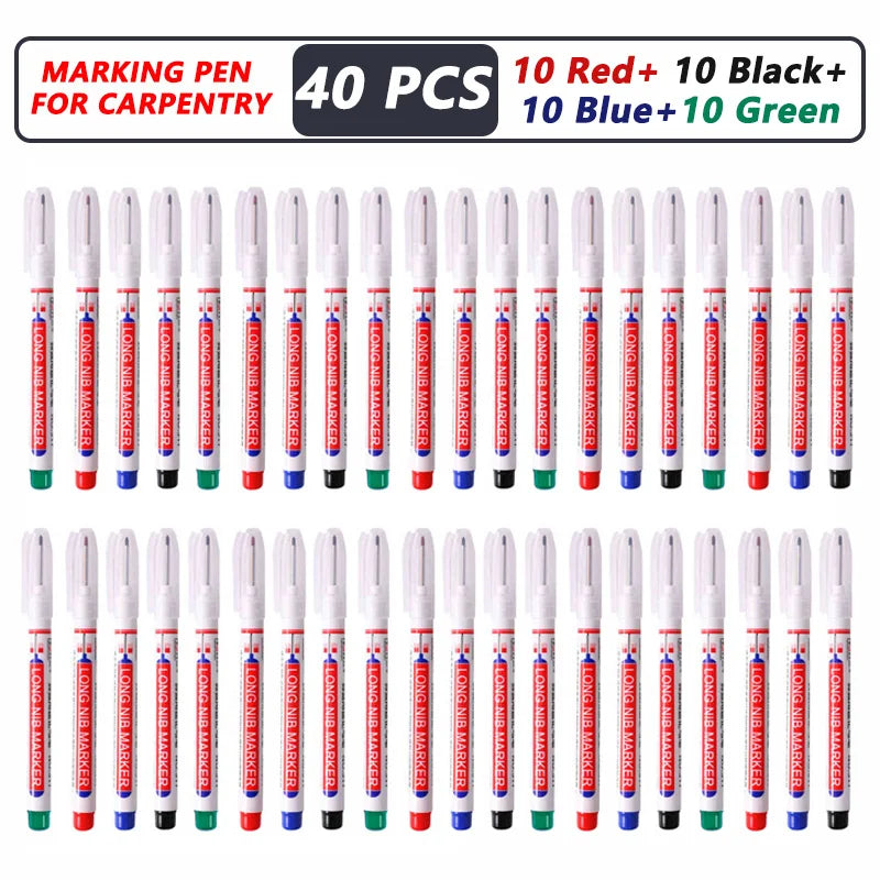 8Pcs/Set 20mm Deep Hole Long Nib Head Markers For Metal Perforating Pen Waterproof Bathroom Woodworking Decoration Multi-Purpose