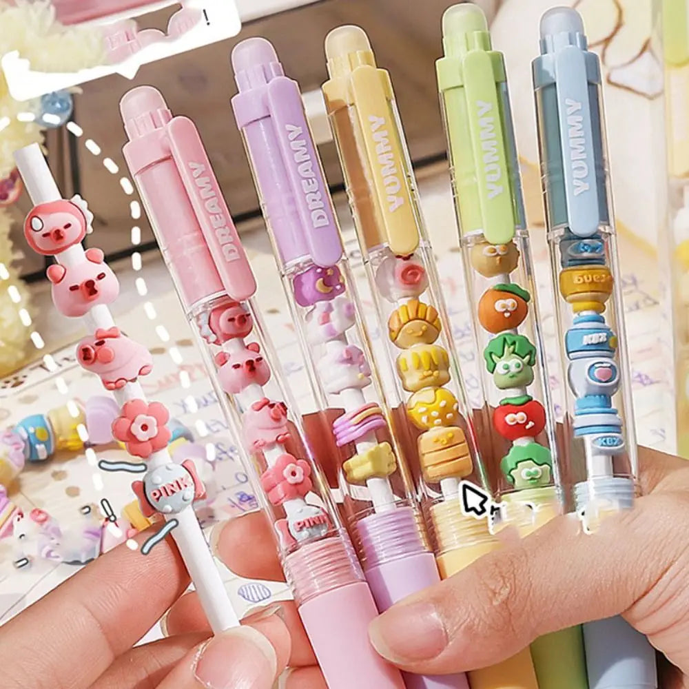 Gifts Writing Stationery Press Gel Pen Beads Student Pen Panda Cherry Blossom String Pen DIY Erasable Decompression Pen