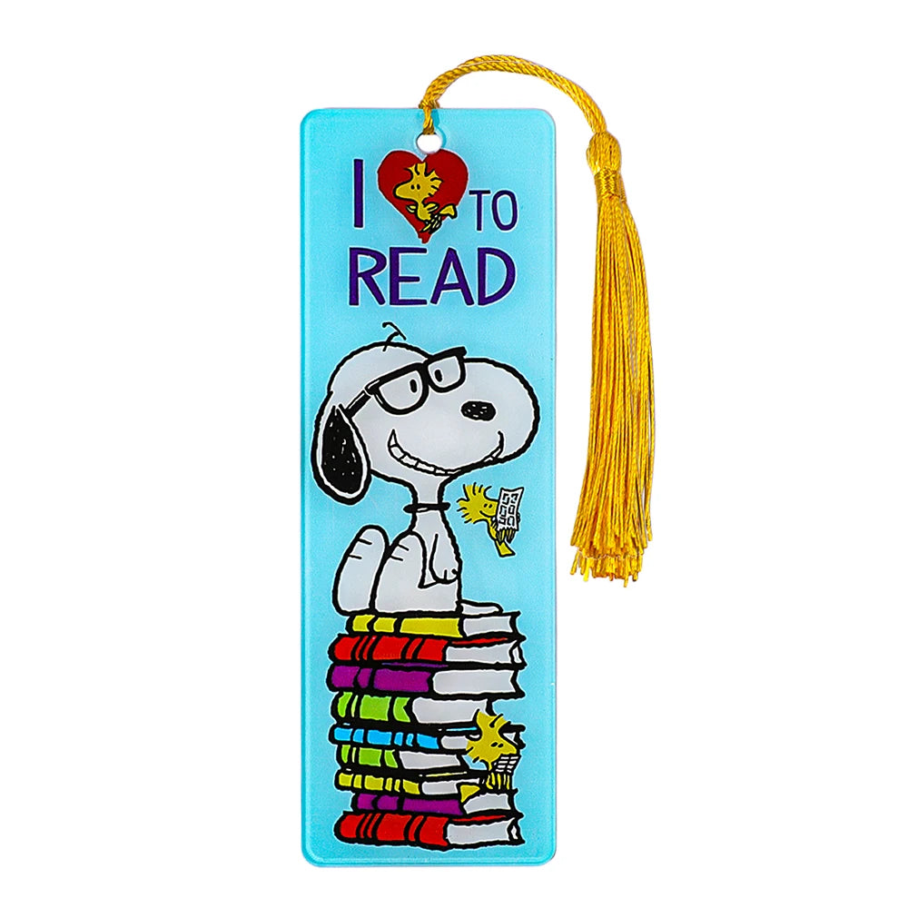 1pc Cute Cartoon Snoopy Book Mark Acrylic Bookmark with Tassel for Anime Fans Collection, Holiday Gift Reading Marker Stationery