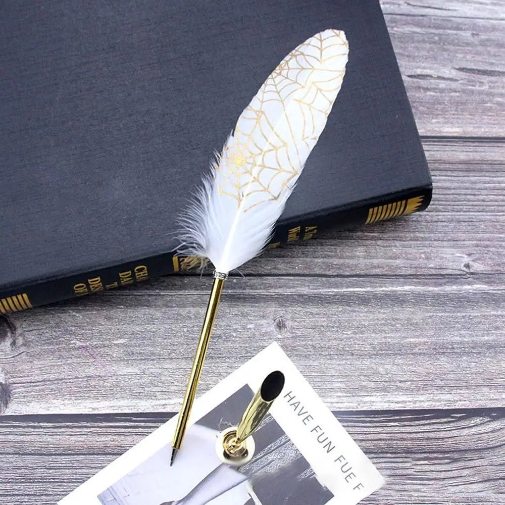 1 Set Vintage Feather Pen with 5 Pen-nib Carved Flower Nib Quill Dip Pen Oblique Pen Set Gift Writing Tools School Office Supply