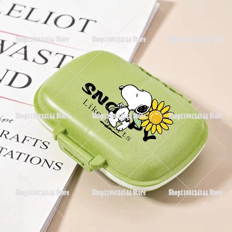 Snoopys Mini Portable Pills Organizer Case 8 Grids PillBox Tablet Storage Container Travel Weekly Medicine Pill's Box Pill Case