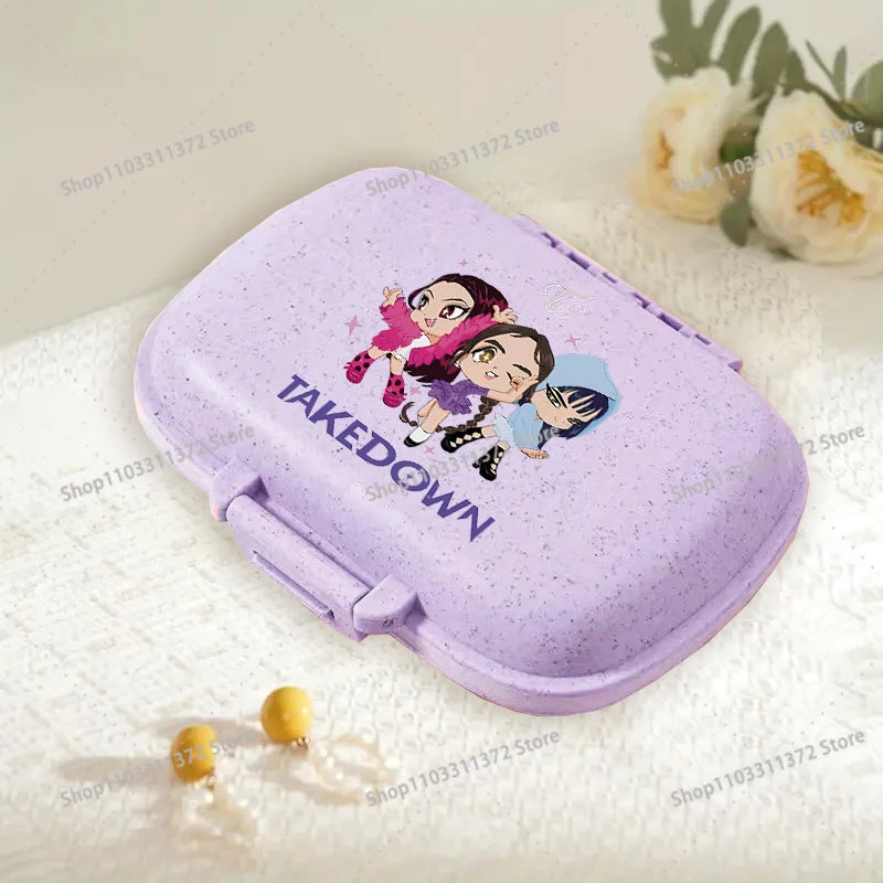 Move K-Pop Demon Hunters 8 Grid Compartment Pill Storage Box Fashion Printed Portable Travel Home Vitamin Container Cartoon Gift