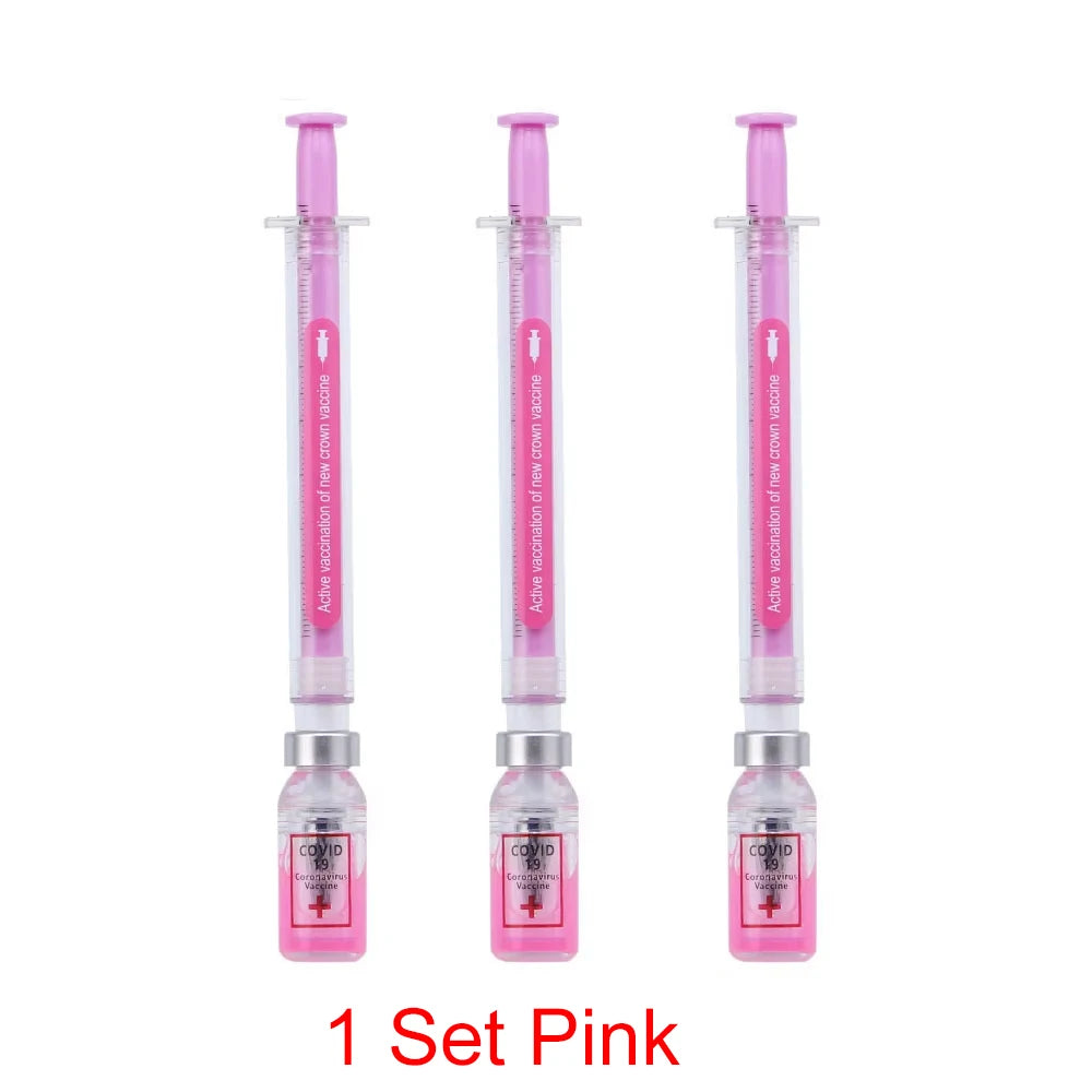 3 pcs/set,1-3-5 set Creative Novelty Syringe Peculiar Shape Stationery 0.5 MM Cute Gel Pen