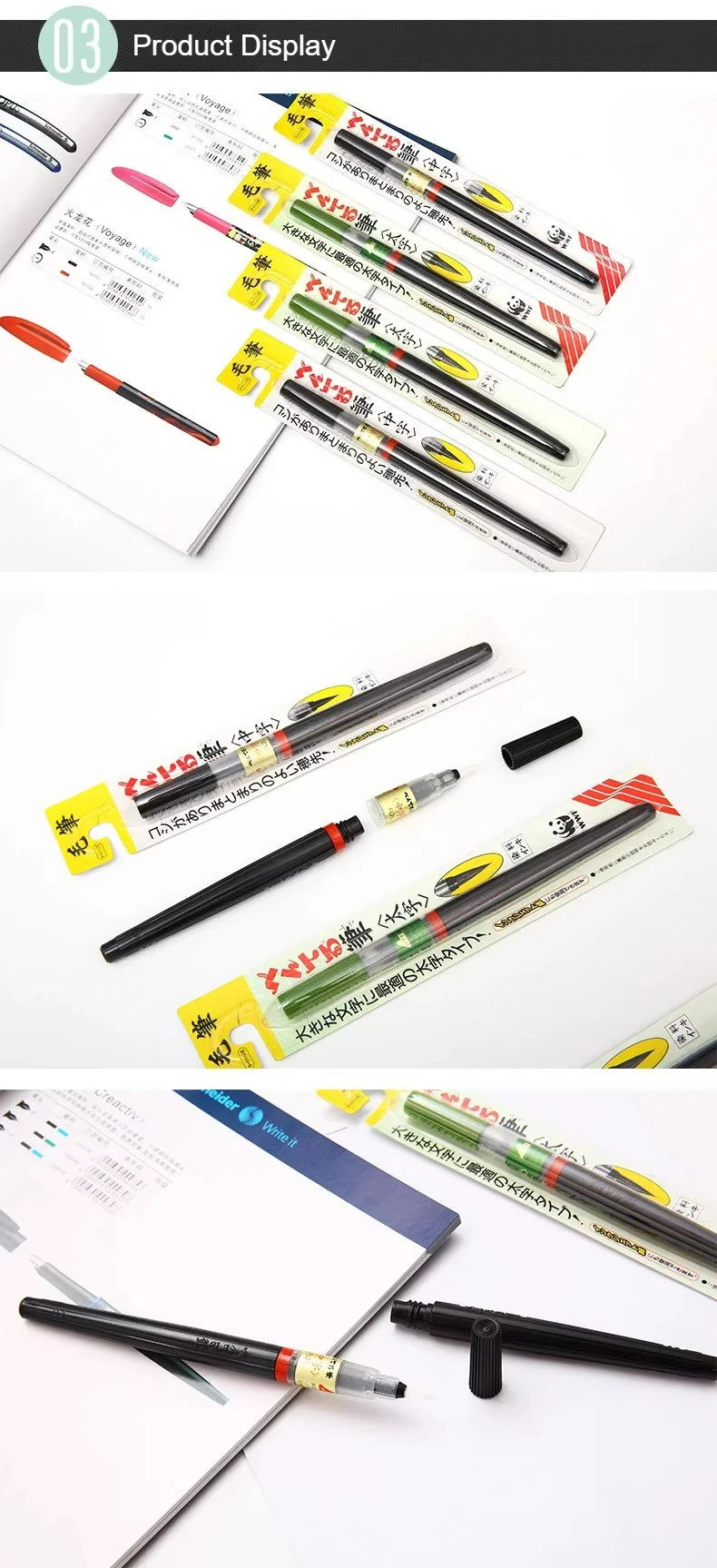 PENTEL Scientific Writing Portable Brush Pen Soft - tipped Calligraphy Practice Pen Refillable Ink Small Regular Script
