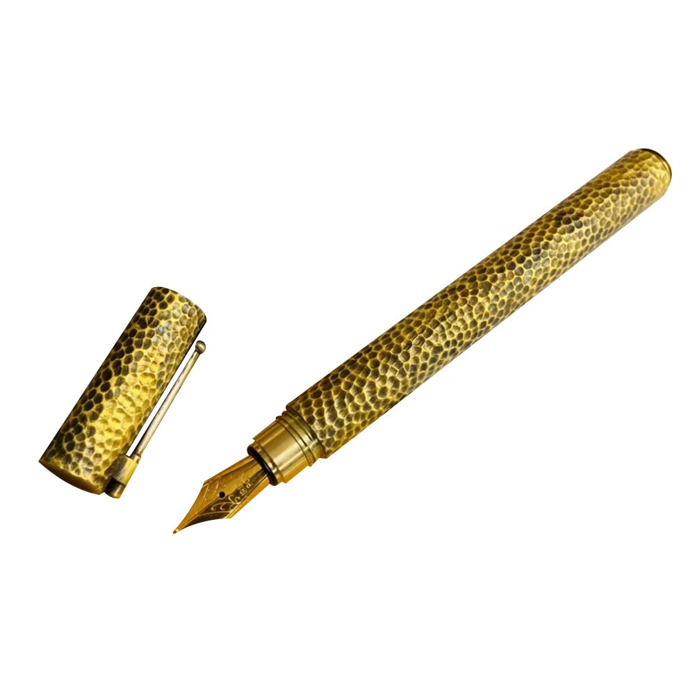 Benovel Hand carved brass hammer patterned fountain pen Retro writing ink pen F nib school office business supplies gift pens