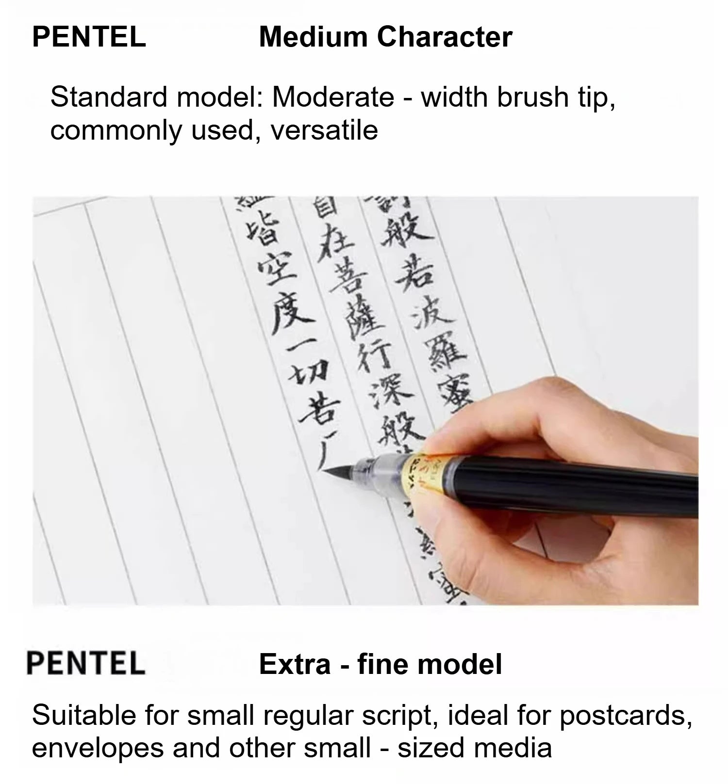 PENTEL Scientific Writing Portable Brush Pen Soft - tipped Calligraphy Practice Pen Refillable Ink Small Regular Script