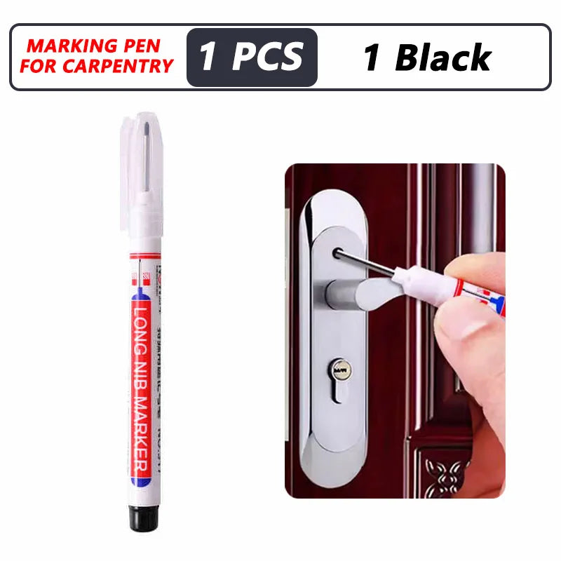 8Pcs/Set 20mm Deep Hole Long Nib Head Markers For Metal Perforating Pen Waterproof Bathroom Woodworking Decoration Multi-Purpose